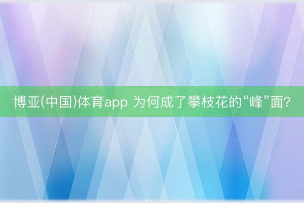 博亚(中国)体育app 为何成了攀枝花的“峰”面?