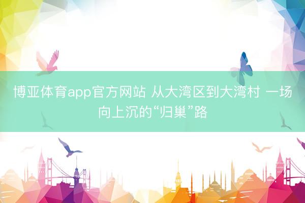 博亚体育app官方网站 从大湾区到大湾村 一场向上沉的“归巢”路