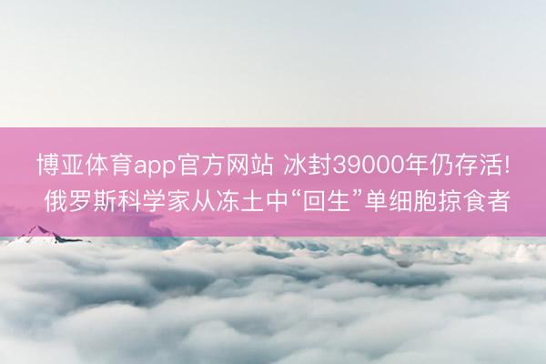 博亚体育app官方网站 冰封39000年仍存活! 俄罗斯科学家从冻土中“回生”单细胞掠食者