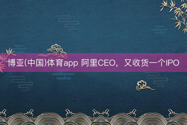 博亚(中国)体育app 阿里CEO,又收货一个IPO