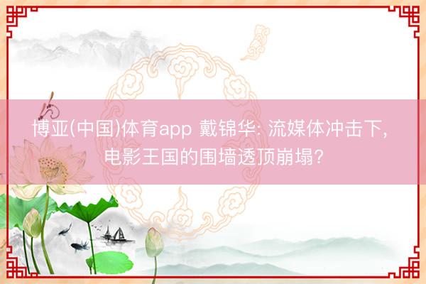 博亚(中国)体育app 戴锦华: 流媒体冲击下， 电影王国的围墙透顶崩塌?
