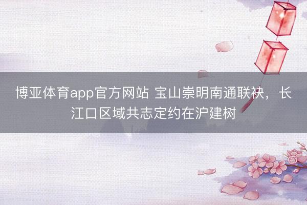博亚体育app官方网站 宝山崇明南通联袂,长江口区域共志定约在沪建树