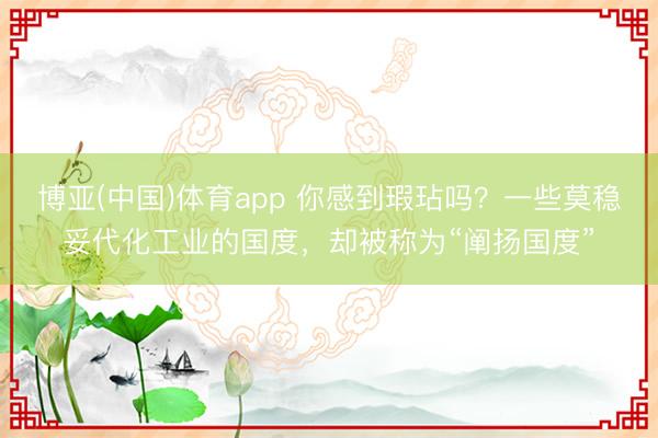 博亚(中国)体育app 你感到瑕玷吗？一些莫稳妥代化工业的国度，却被称为“阐扬国度”