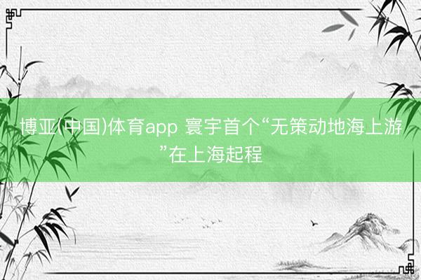 博亚(中国)体育app 寰宇首个“无策动地海上游”在上海起程